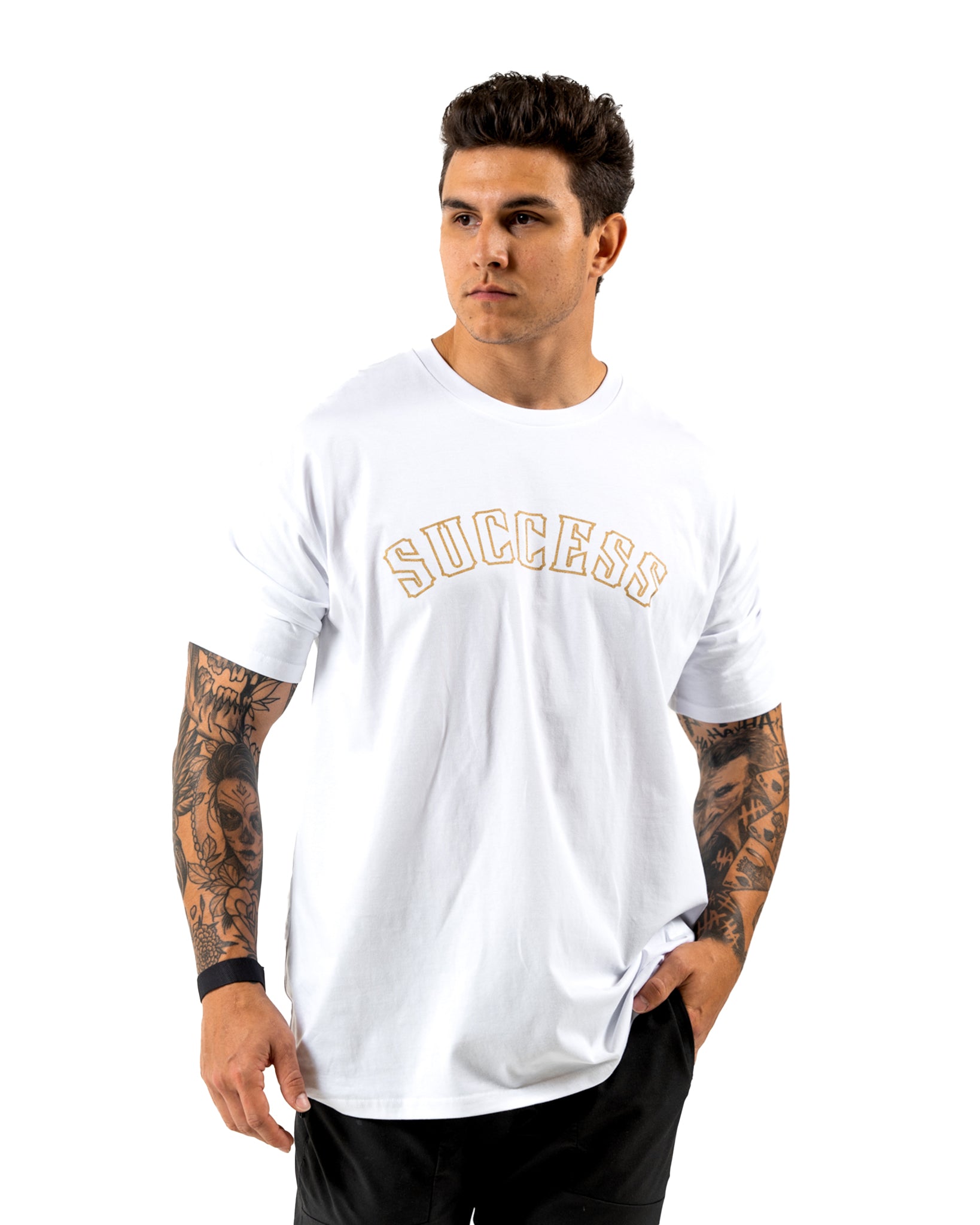 Success 18 Tee - White w/ Gold